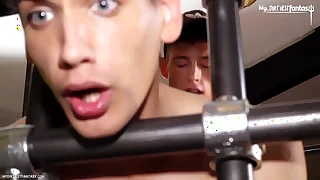 TWINK MONSTER COCK uses his Czech slave as his boy bauble ruining his HOLE